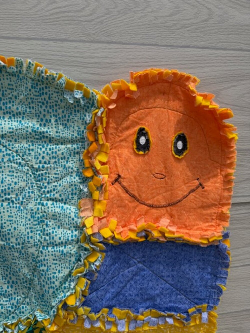 Homemade Small Multicolored Snail Rag Quilt - Picture 2 of 12